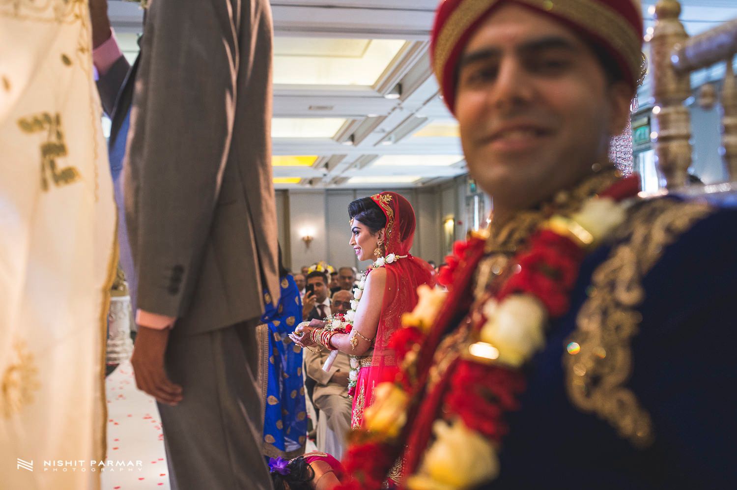 Oulton Hall Leeds Hindu Wedding Reception Asian Wedding Bride and Groom