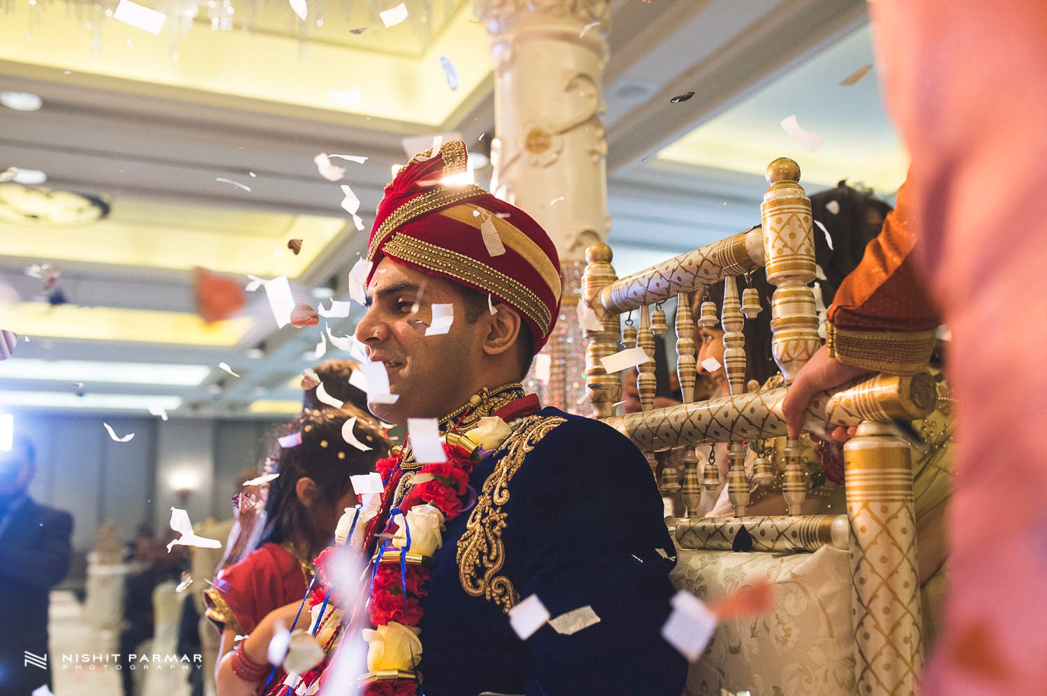 Oulton Hall Leeds Hindu Wedding Reception Asian Wedding Bride and Groom