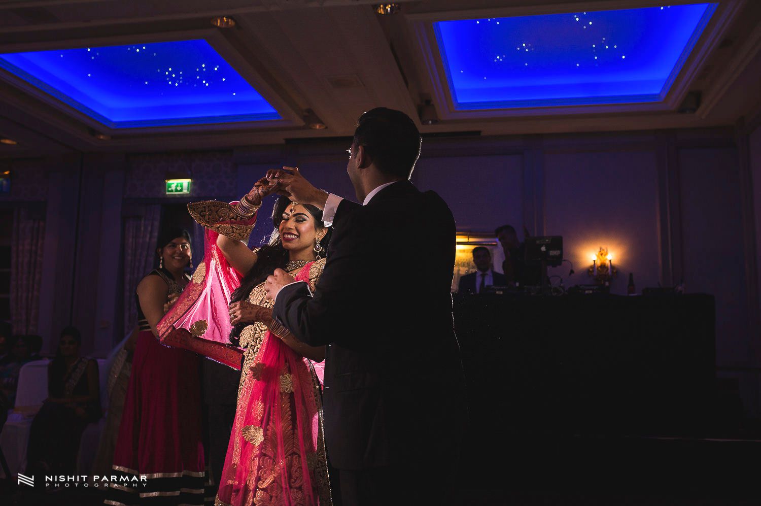 Oulton Hall Leeds Hindu Wedding Reception Asian Wedding Bride and Groom