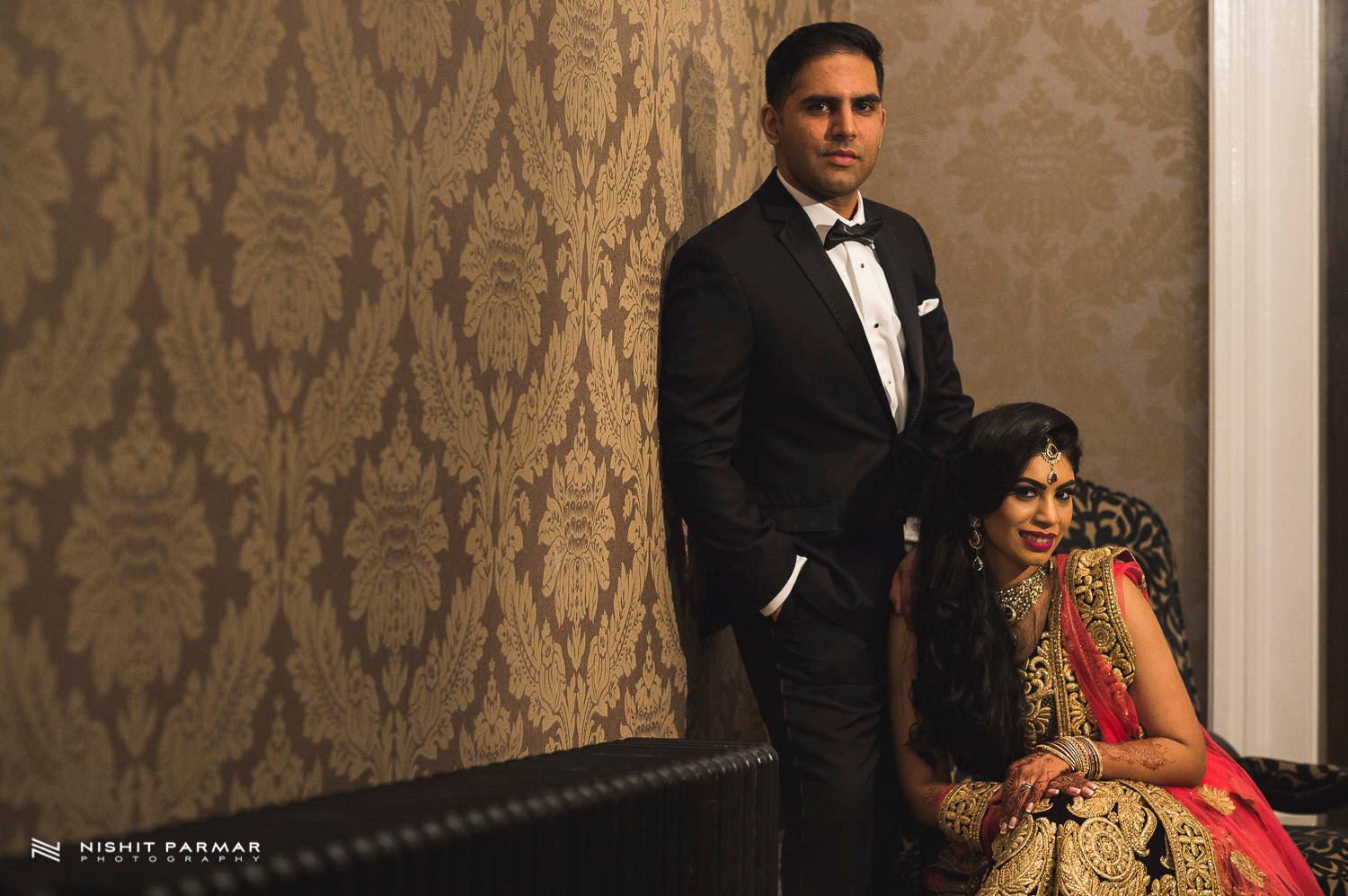 Oulton Hall Leeds Hindu Wedding Reception Asian Wedding Bride and Groom