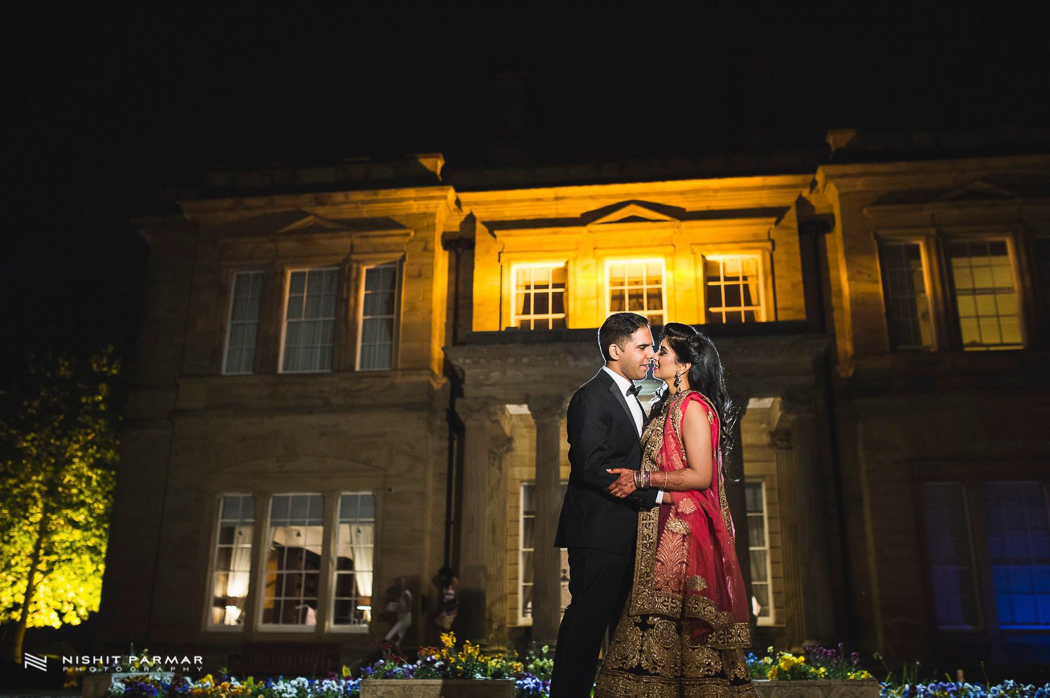 Oulton Hall Leeds Hindu Wedding Reception Asian Wedding Bride and Groom