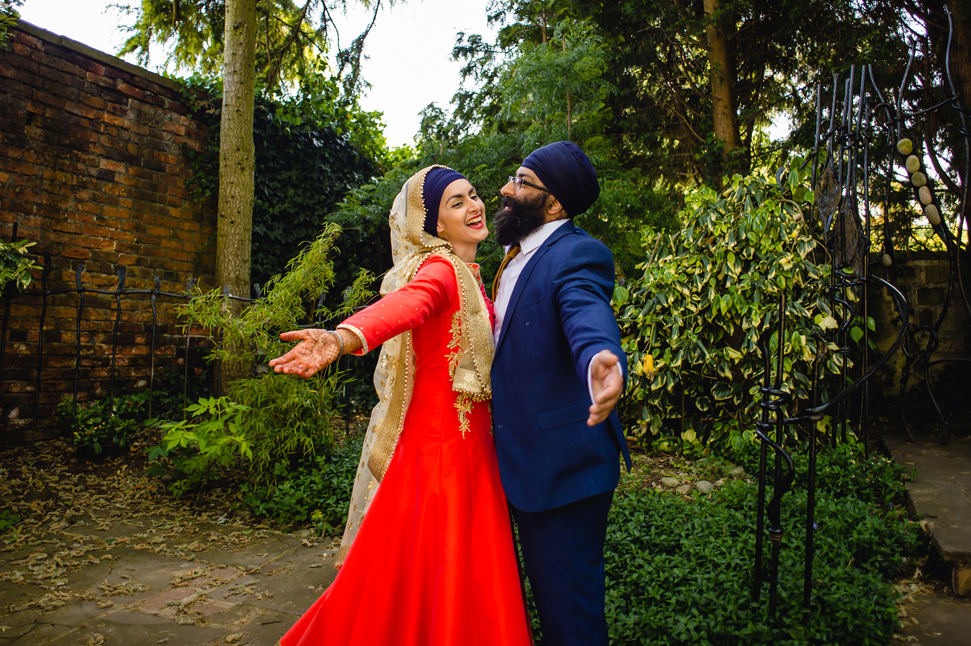bride and groom portraits in their indian wedding outfits
