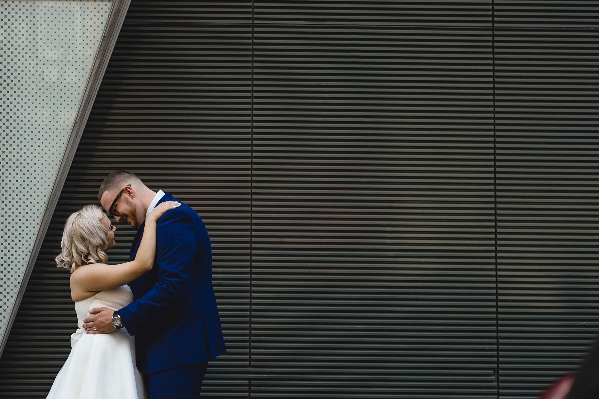 bride and groom portrait in central london