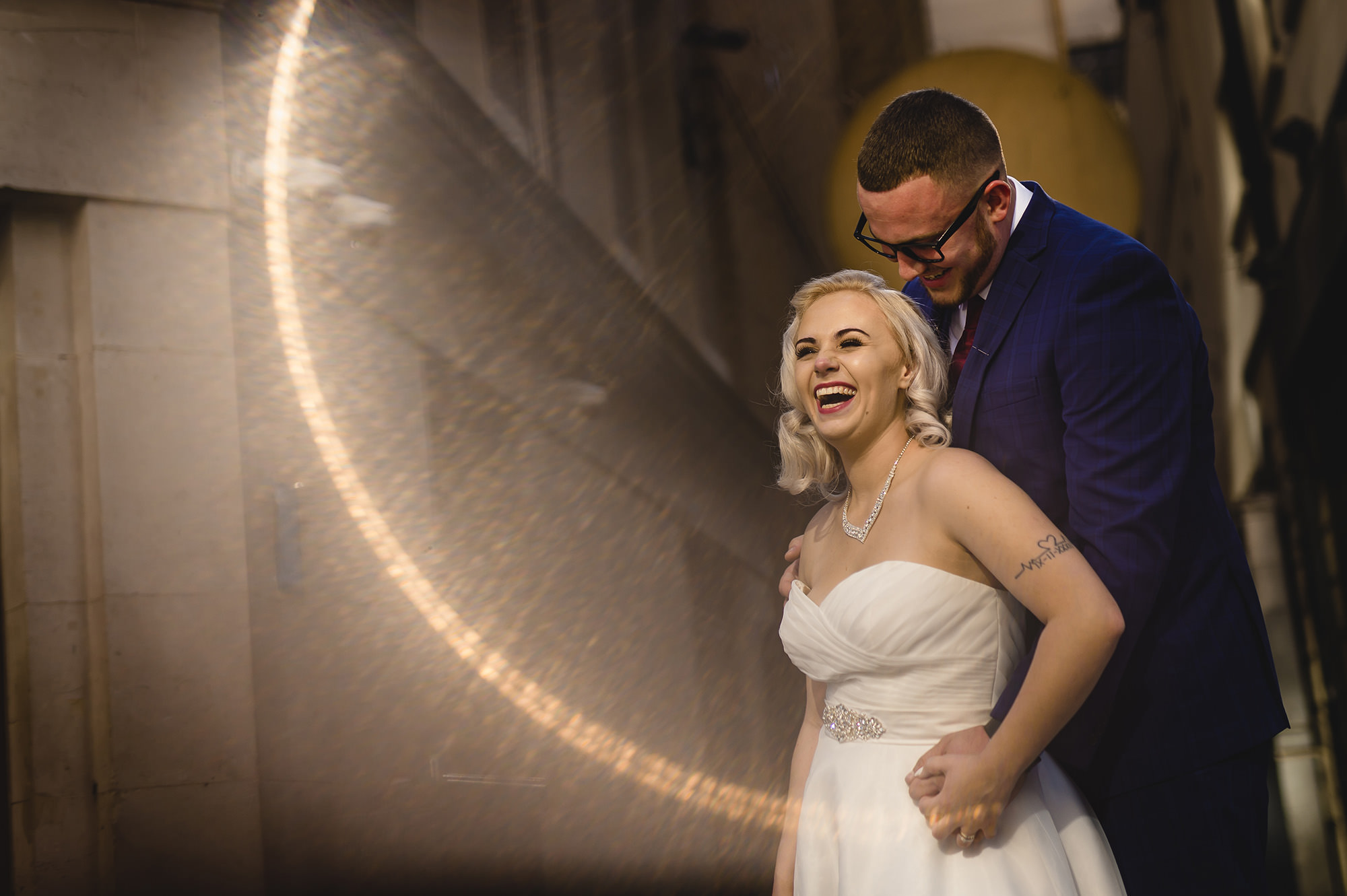 bride and groom portrait in central london