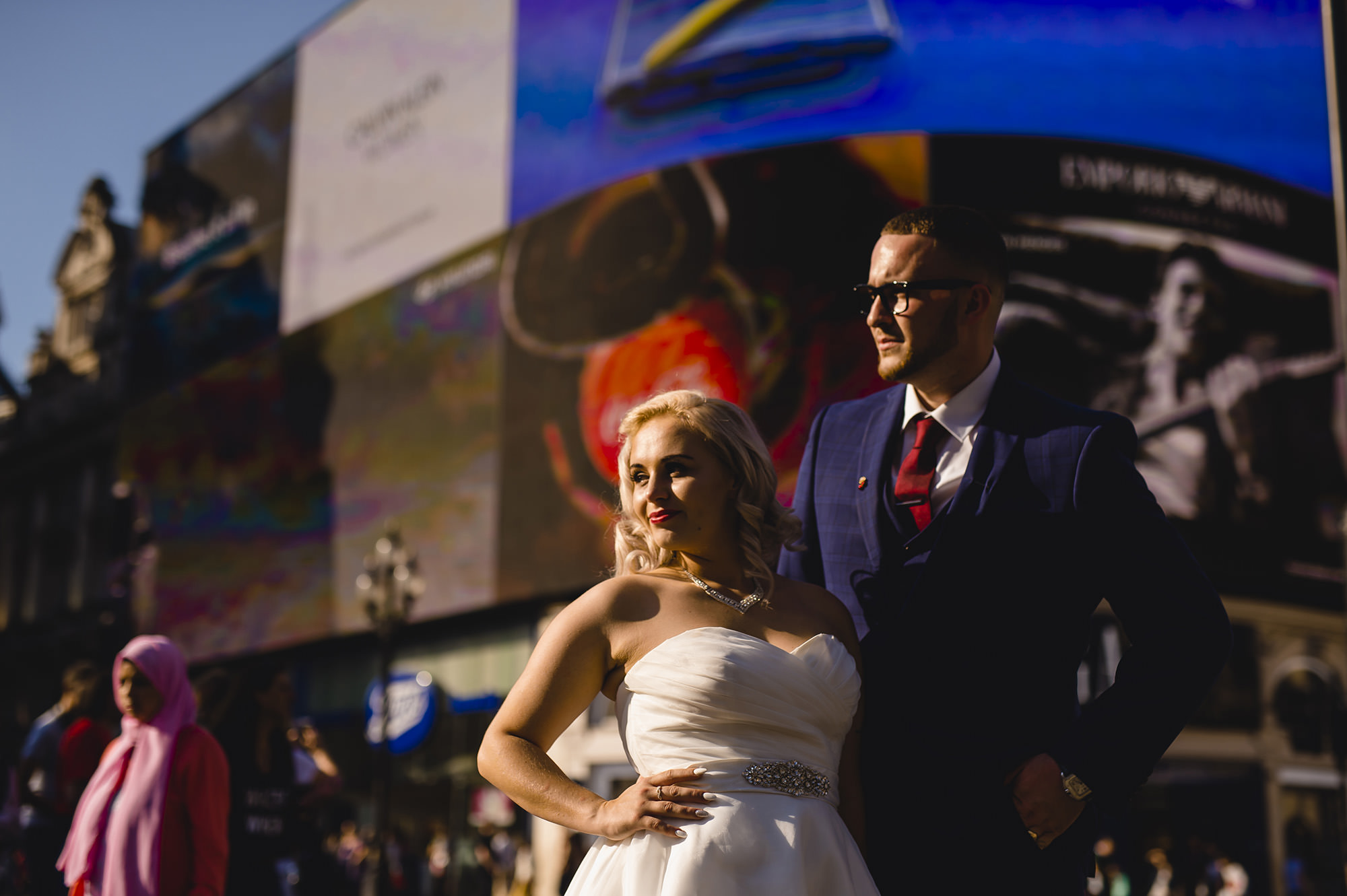 bride and groom portraits in central london