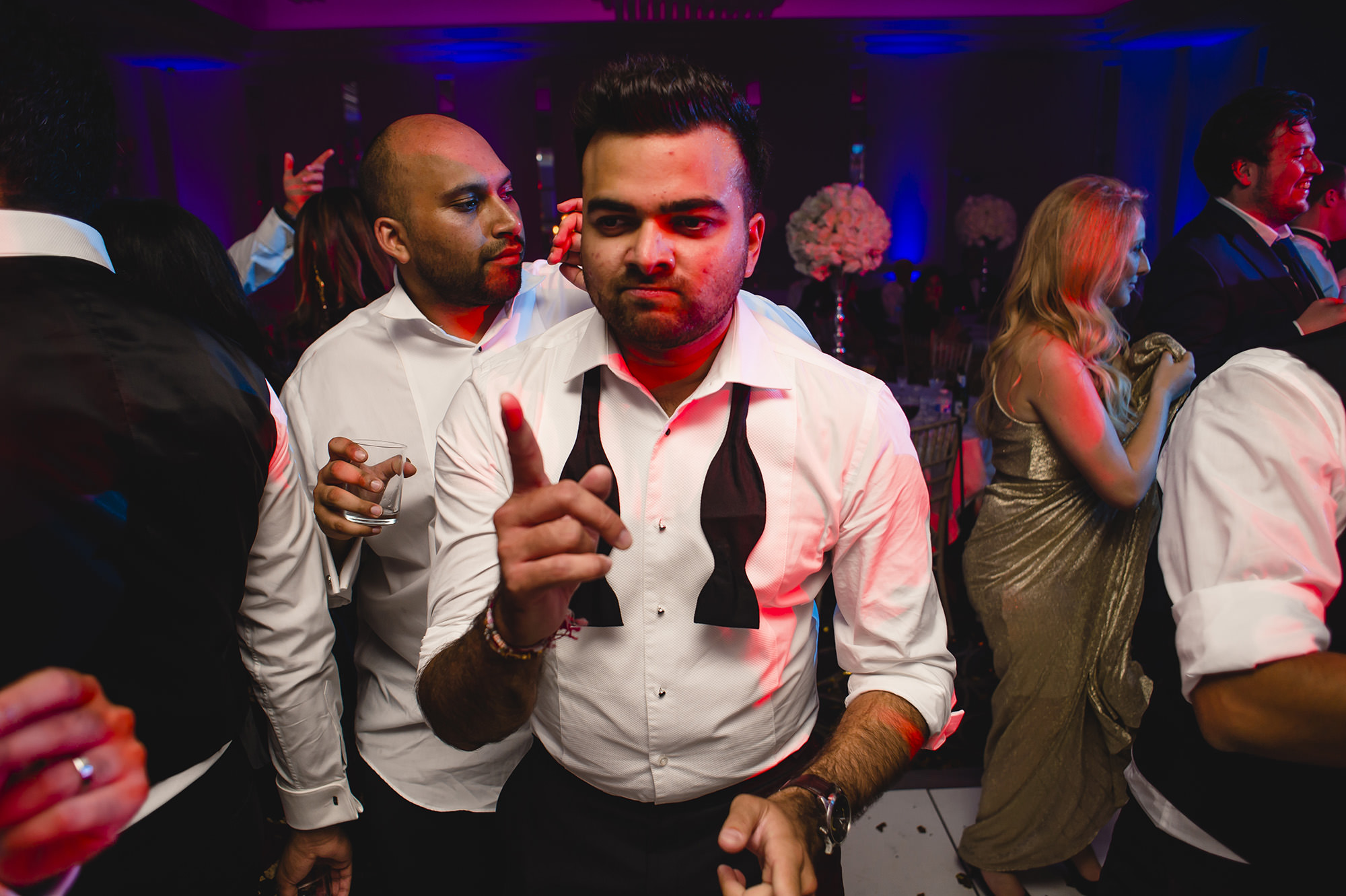 guests partying at wedding reception