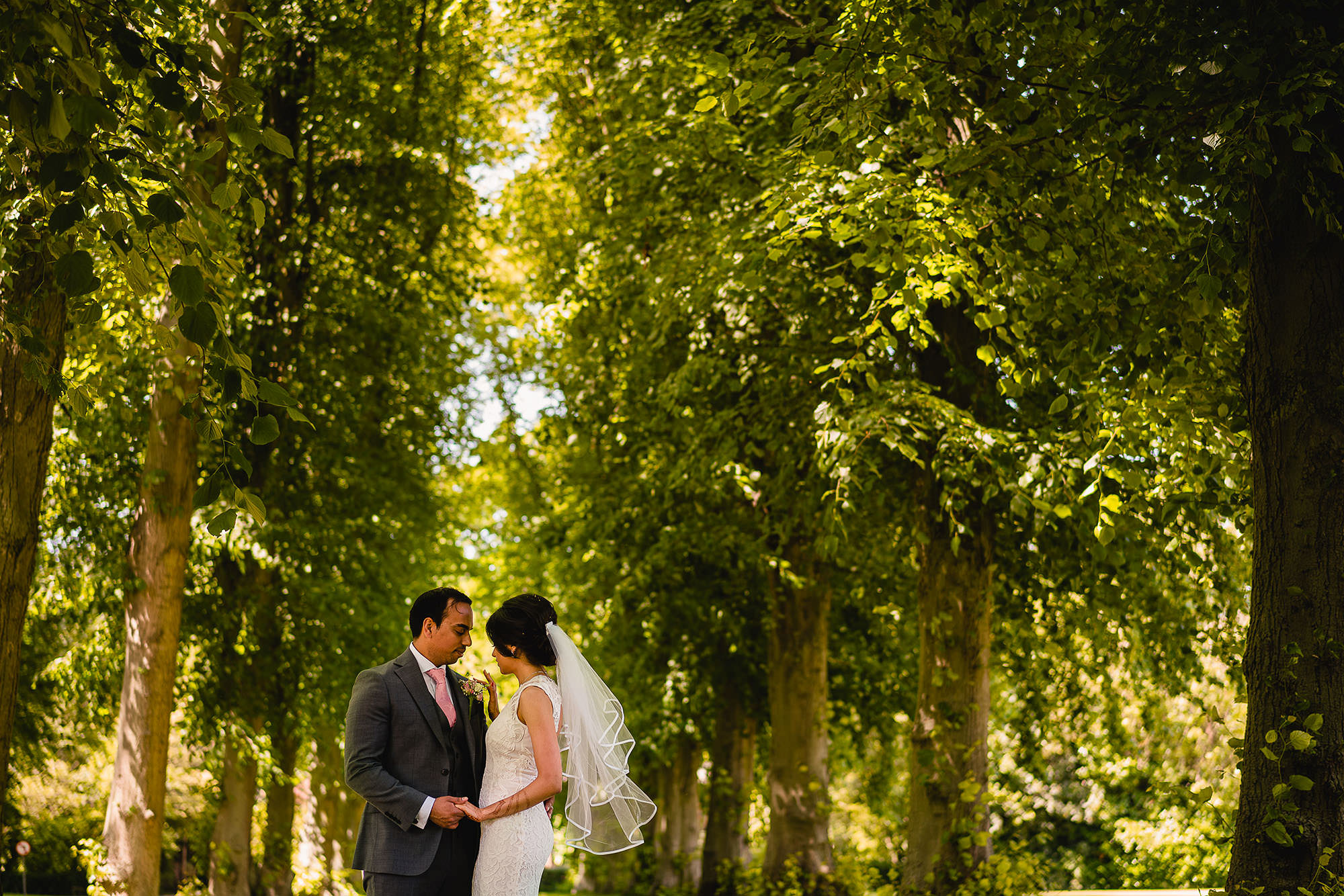 bride and groom portrait at dunchurch park
